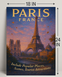 Paris Travel Poster Wall Art with Scenic Views PosterGoat