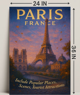 Paris Travel Poster Wall Art with Scenic Views PosterGoat