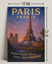 Paris Travel Poster Wall Art with Scenic Views PosterGoat