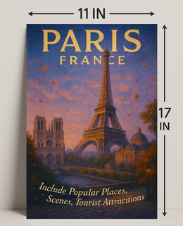 Paris Travel Poster Wall Art with Scenic Views PosterGoat