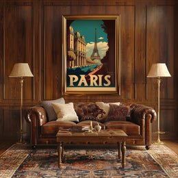 Paris in Nostalgic Cityscape Travel Poster PosterGoat