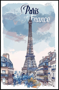 Parisian Dreamscape: Whimsical Eiffel Tower Travel Poster PosterGoat
