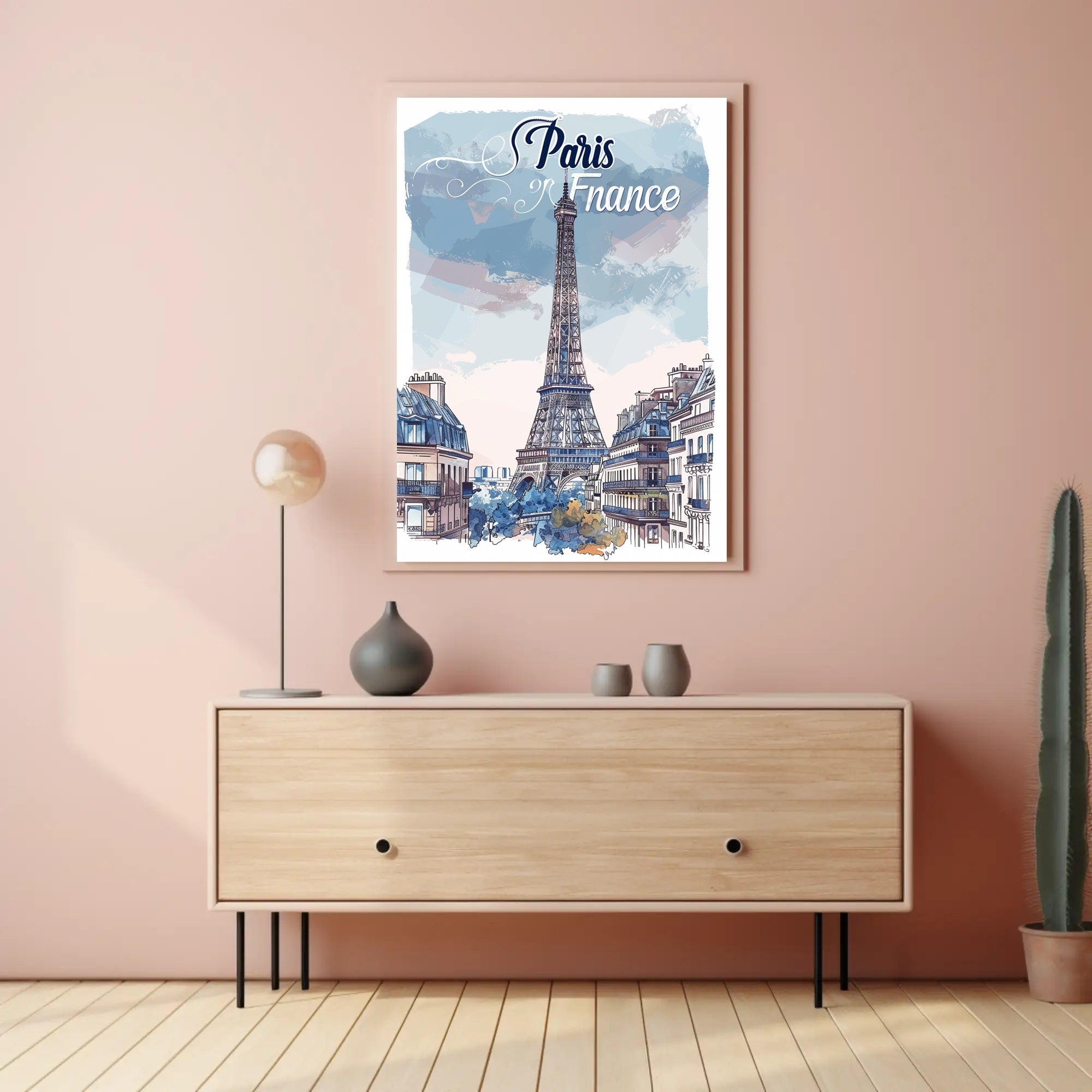Parisian Dreamscape: Whimsical Eiffel Tower Travel Poster PosterGoat