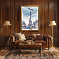 Parisian Dreamscape: Whimsical Eiffel Tower Travel Poster PosterGoat