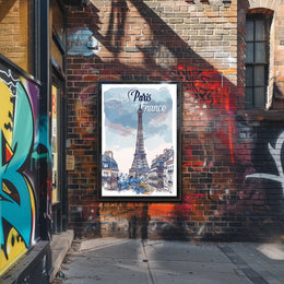 Parisian Dreamscape: Whimsical Eiffel Tower Travel Poster PosterGoat