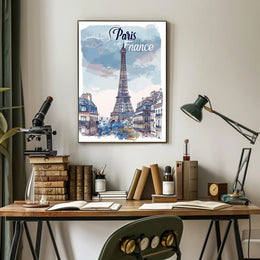 Parisian Dreamscape: Whimsical Eiffel Tower Travel Poster PosterGoat