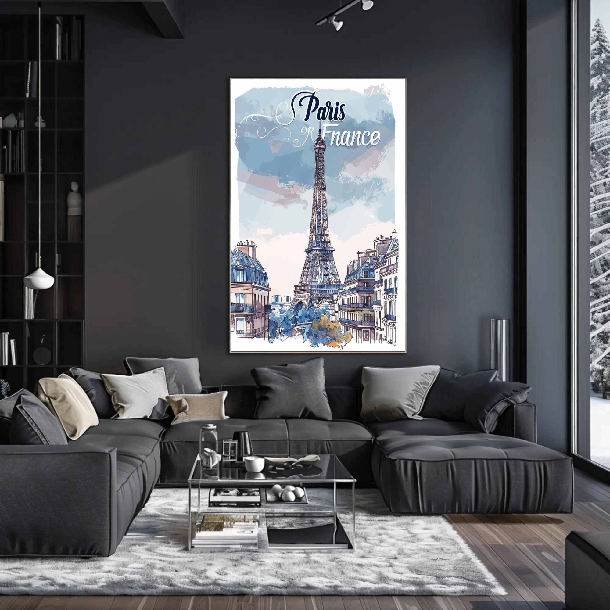 Parisian Dreamscape: Whimsical Eiffel Tower Travel Poster PosterGoat