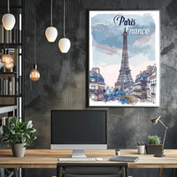Parisian Dreamscape: Whimsical Eiffel Tower Travel Poster PosterGoat