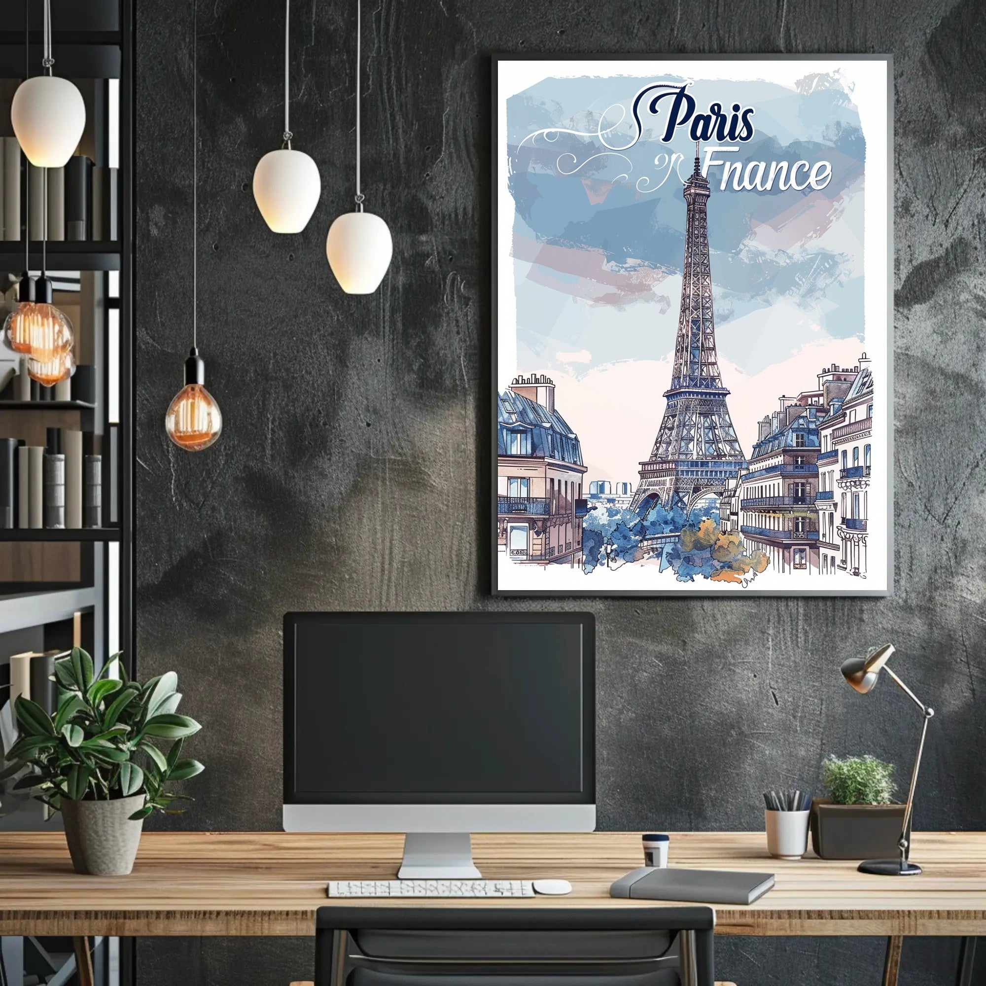 Parisian Dreamscape: Whimsical Eiffel Tower Travel Poster PosterGoat