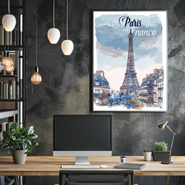 Parisian Dreamscape: Whimsical Eiffel Tower Travel Poster PosterGoat
