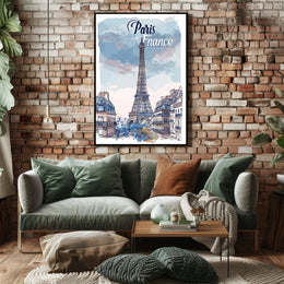 Parisian Dreamscape: Whimsical Eiffel Tower Travel Poster PosterGoat
