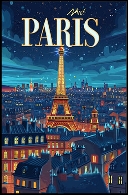 Parisian Nighttime Enchantment Urban Cityscape Poster PosterGoat