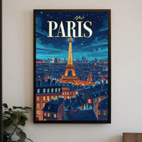 Parisian Nighttime Enchantment Urban Cityscape Poster PosterGoat