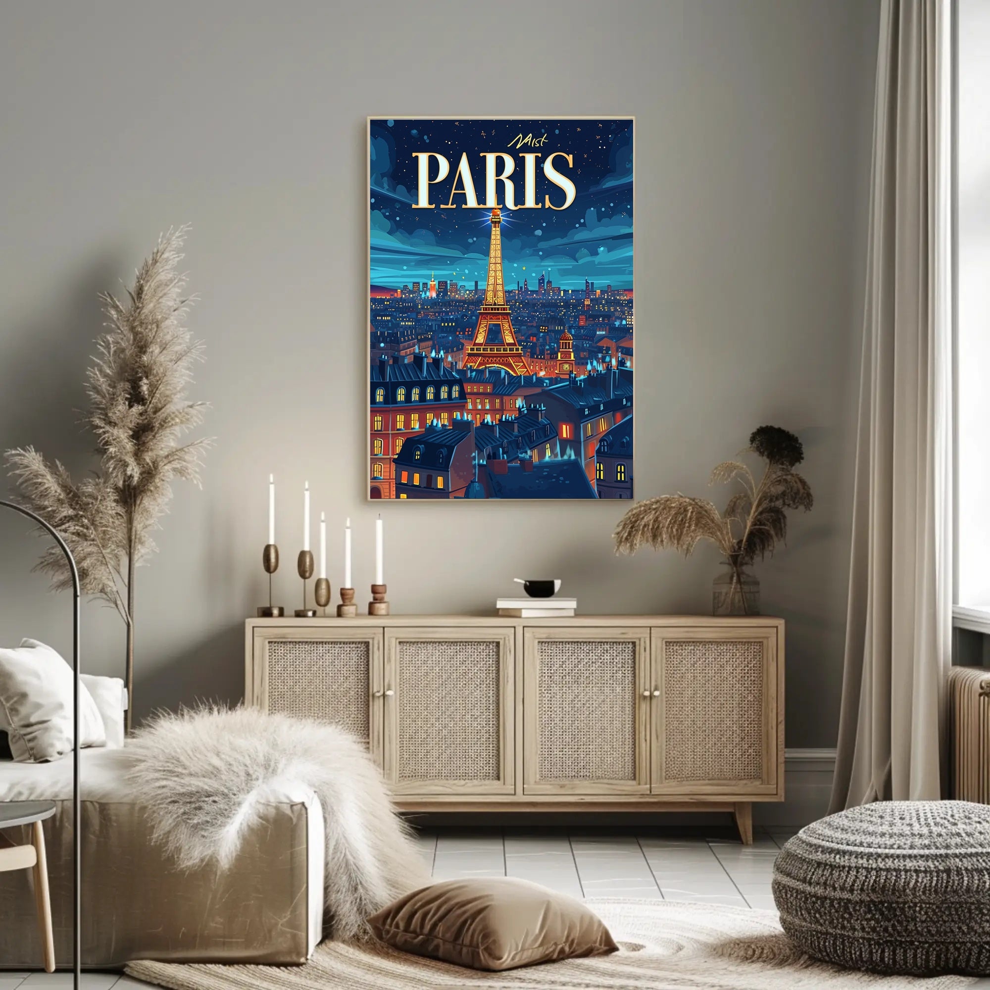 Parisian Nighttime Enchantment Urban Cityscape Poster PosterGoat