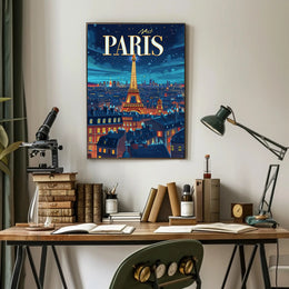 Parisian Nighttime Enchantment Urban Cityscape Poster PosterGoat