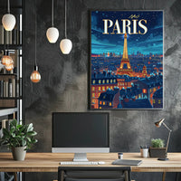 Parisian Nighttime Enchantment Urban Cityscape Poster PosterGoat