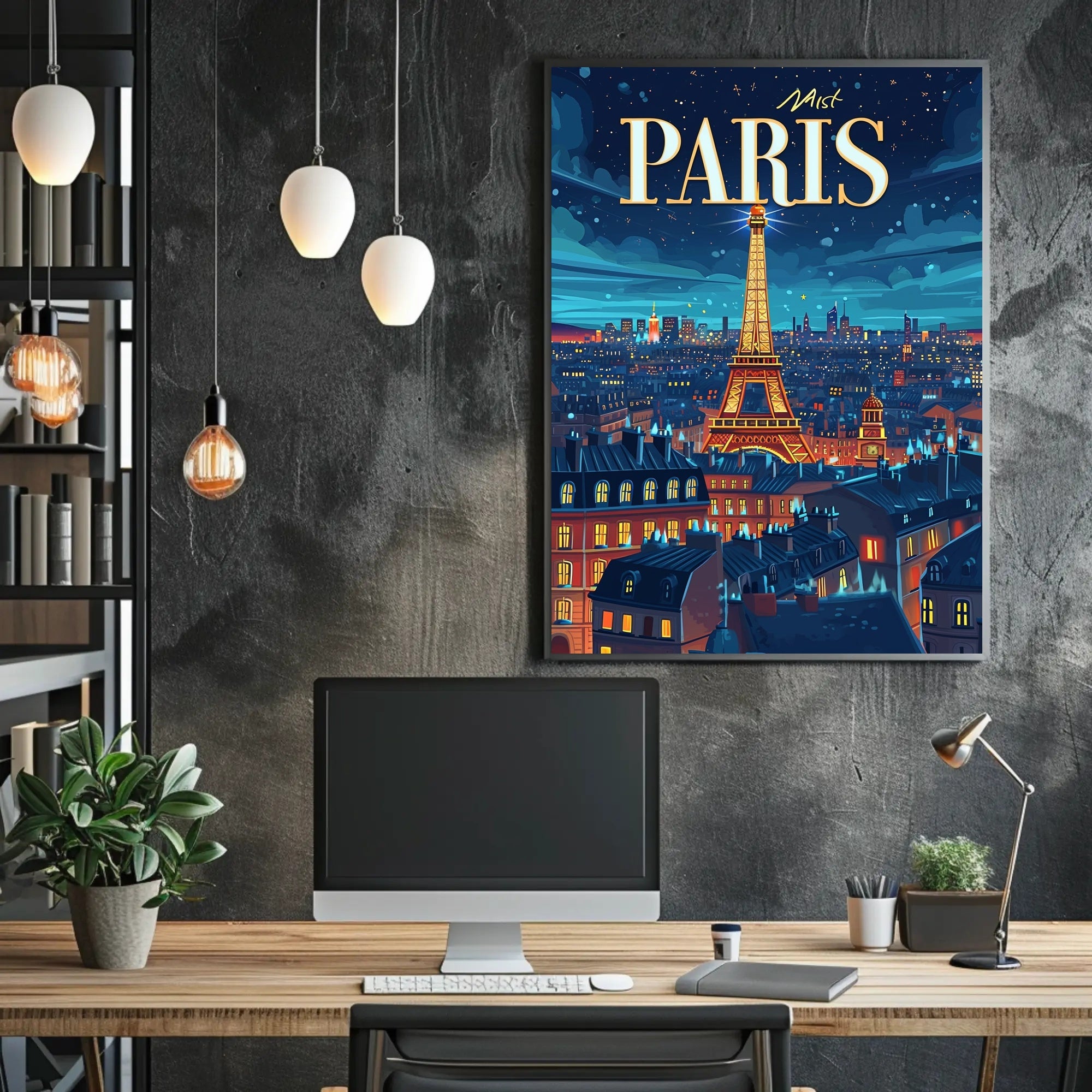 Parisian Nighttime Enchantment Urban Cityscape Poster PosterGoat