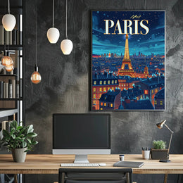 Parisian Nighttime Enchantment Urban Cityscape Poster PosterGoat