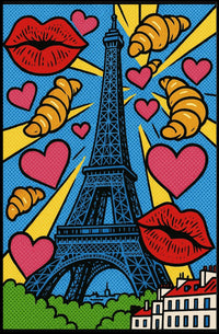 Parisian Pop Art: Eiffel Tower Travel Poster PosterGoat