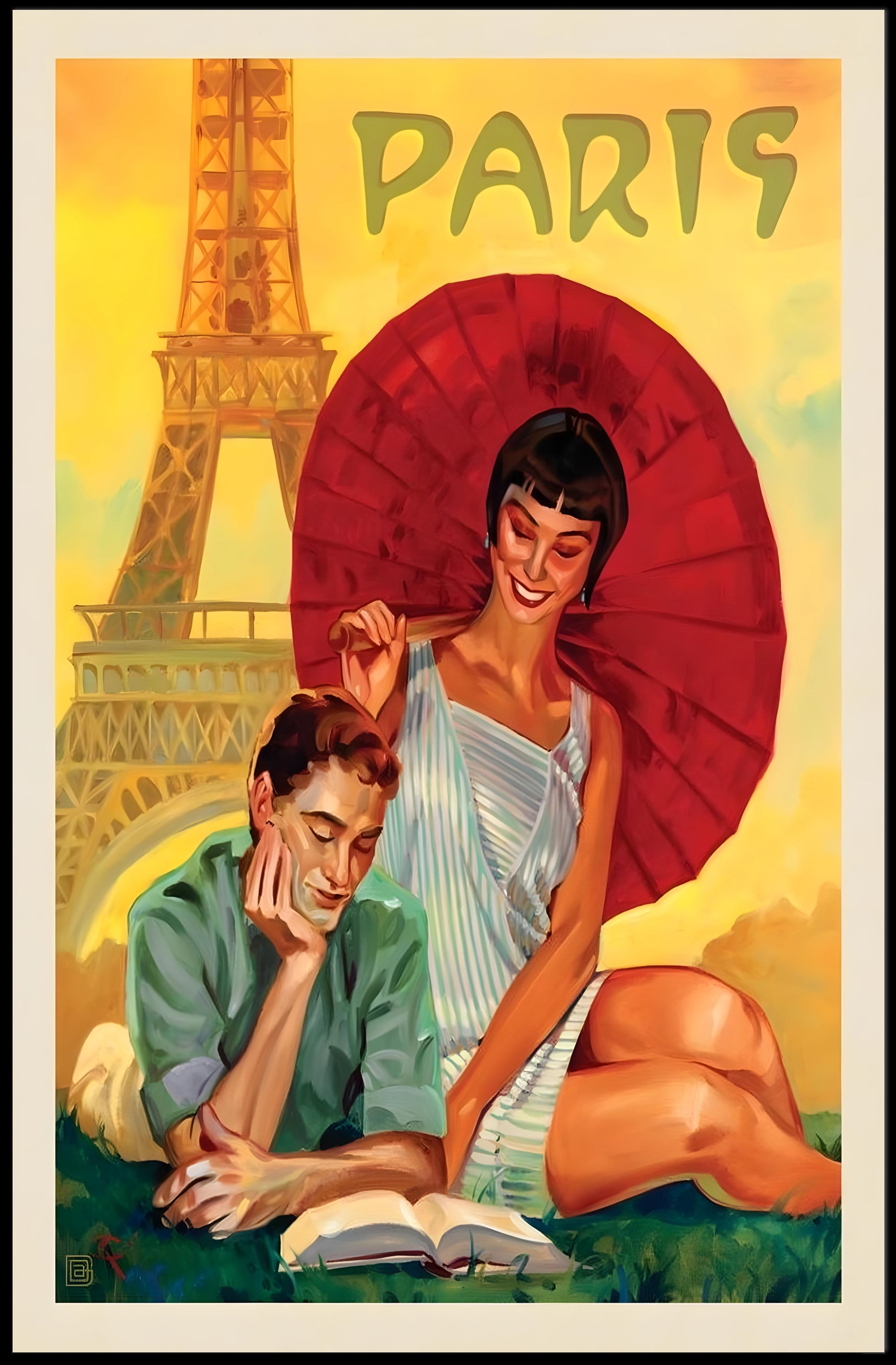 Parisian Romance Vintage Travel Art Poster PosterGoat