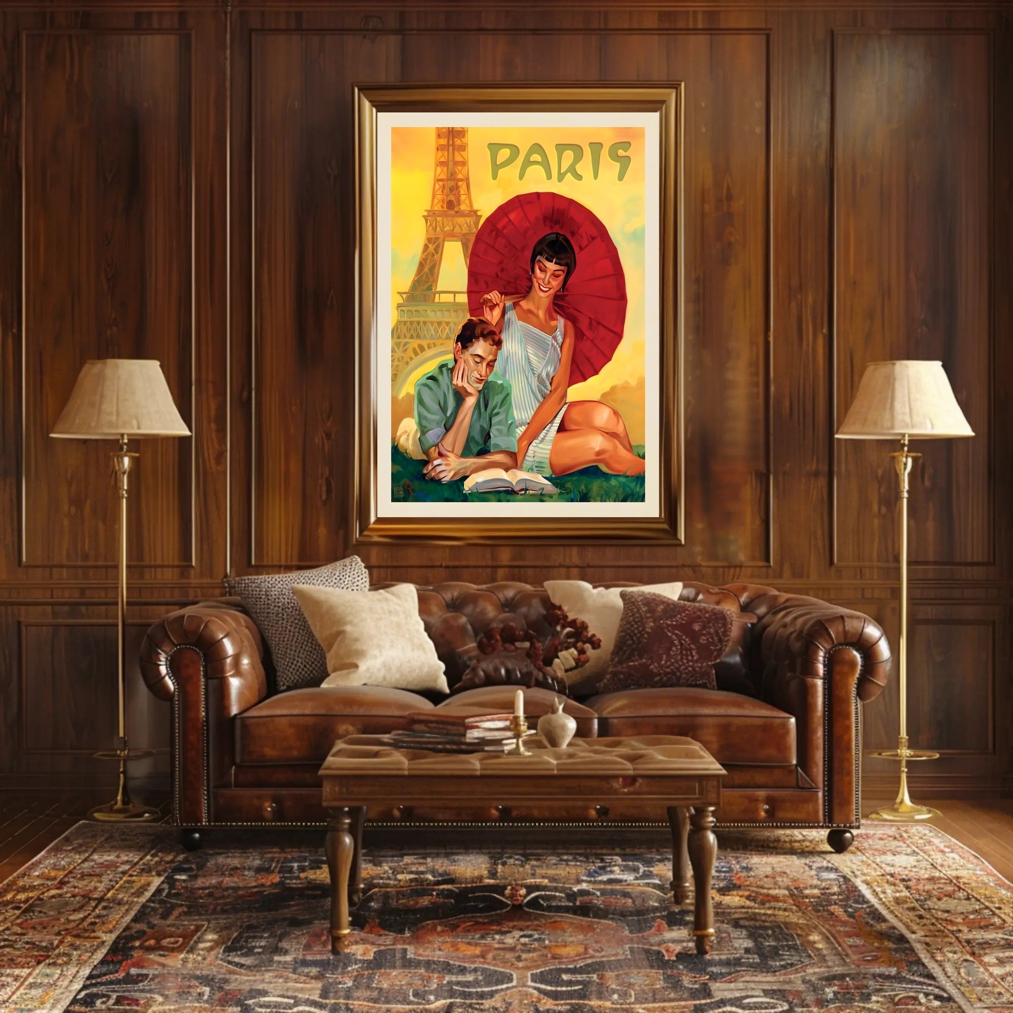 Parisian Romance Vintage Travel Art Poster PosterGoat