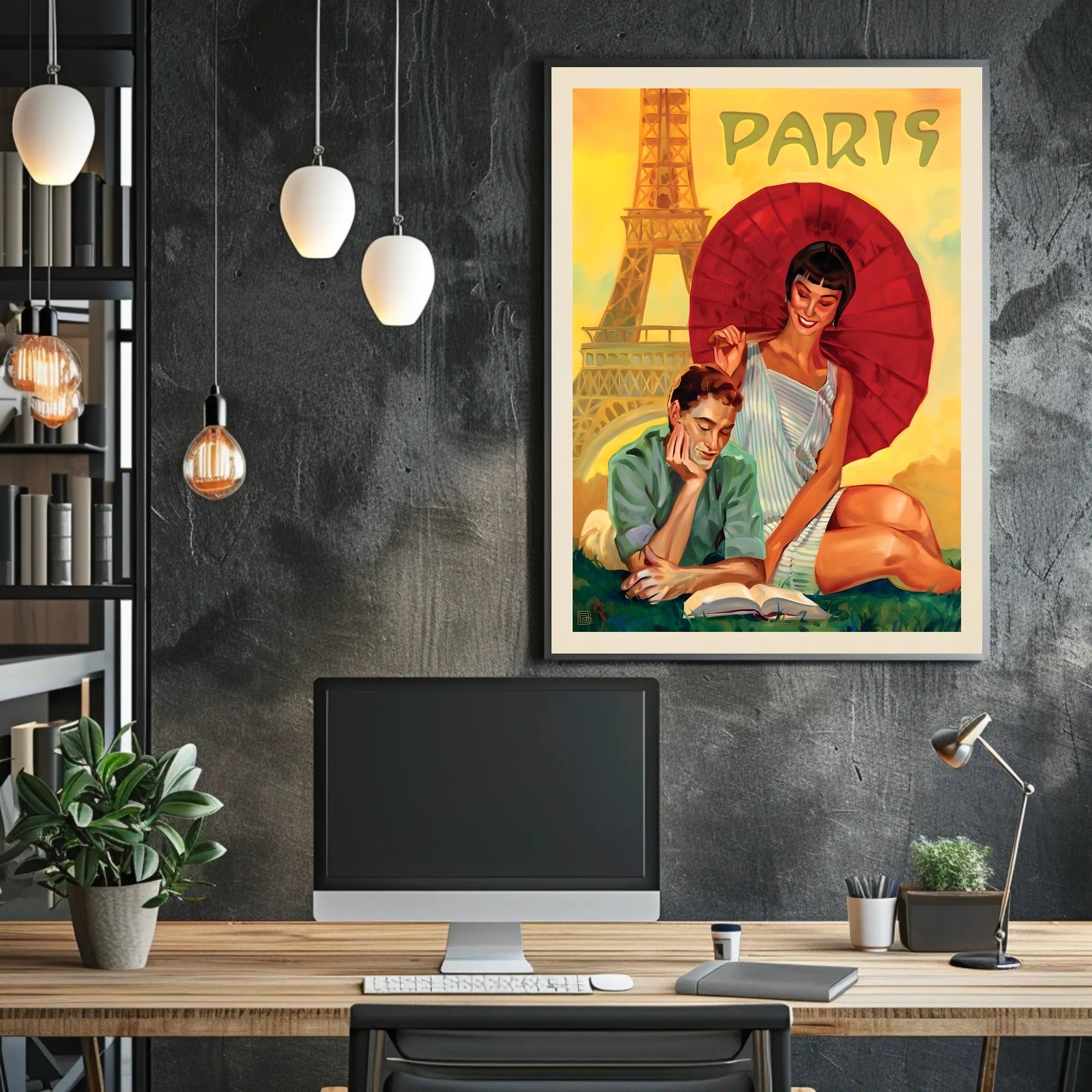 Parisian Romance Vintage Travel Art Poster PosterGoat