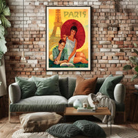Parisian Romance Vintage Travel Art Poster PosterGoat