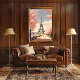 Parisian Springtime: Romantic Urban Cityscape Travel Poster PosterGoat
