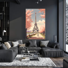 Parisian Springtime: Romantic Urban Cityscape Travel Poster PosterGoat