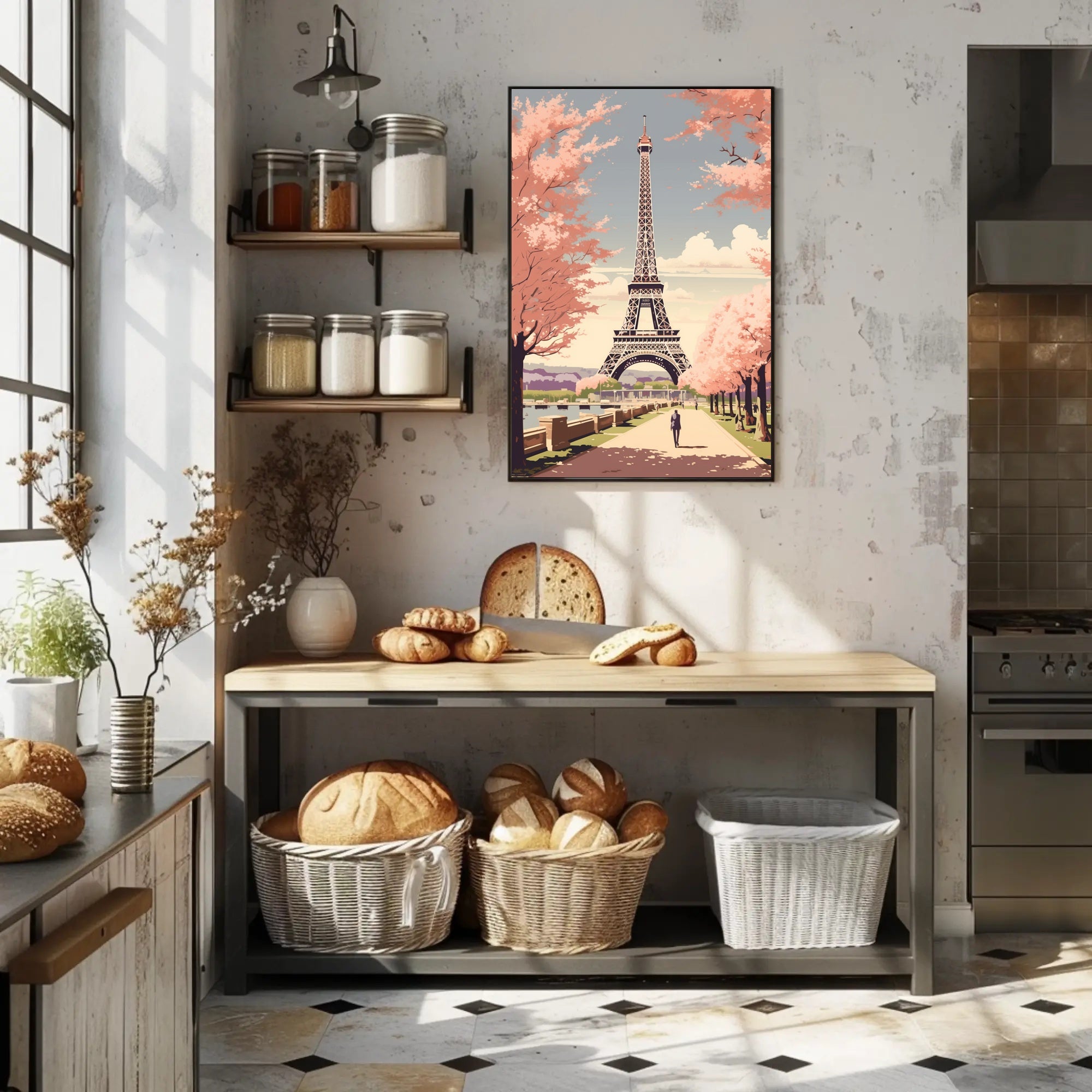 Parisian Springtime: Romantic Urban Cityscape Travel Poster PosterGoat