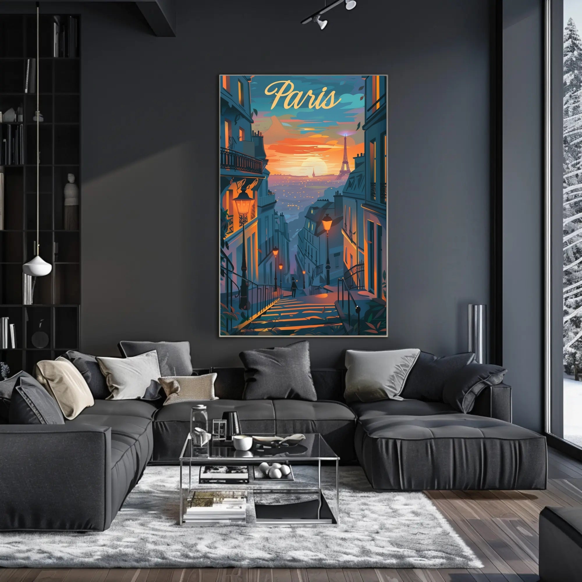 Parisian Twilight Enchantment: Vibrant Urban or Cityscape Poster PosterGoat