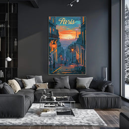 Parisian Twilight Enchantment: Vibrant Urban or Cityscape Poster PosterGoat