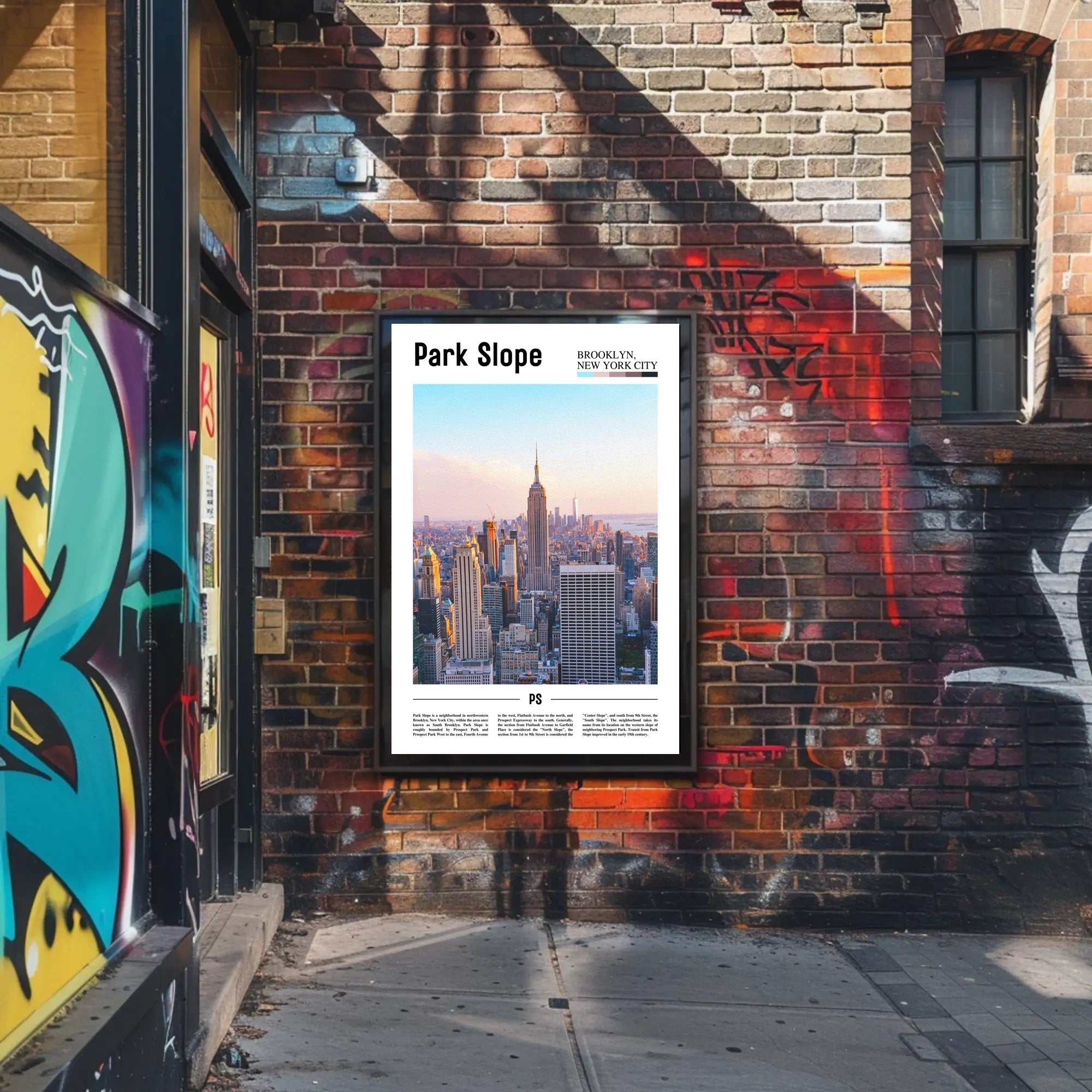 Park Slope Brooklyn Vibrant Skyline Travel Poster PosterGoat
