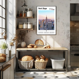 Park Slope Brooklyn Vibrant Skyline Travel Poster PosterGoat