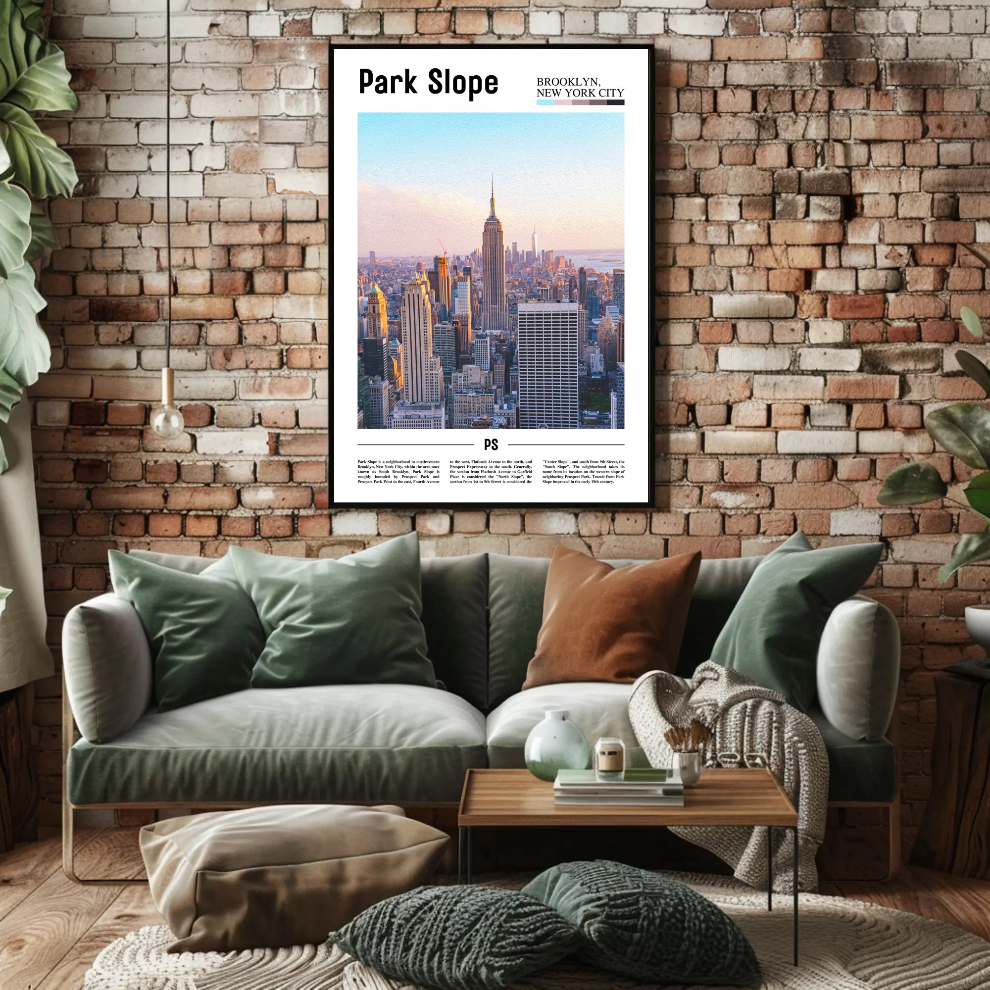 Park Slope Brooklyn Vibrant Skyline Travel Poster PosterGoat