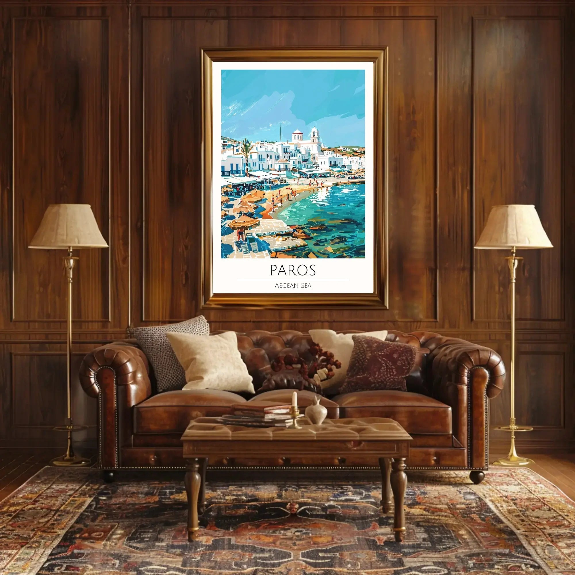 Paros Island Coastal Scene Artistic Travel Poster PosterGoat