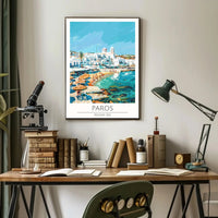 Paros Island Coastal Scene Artistic Travel Poster PosterGoat
