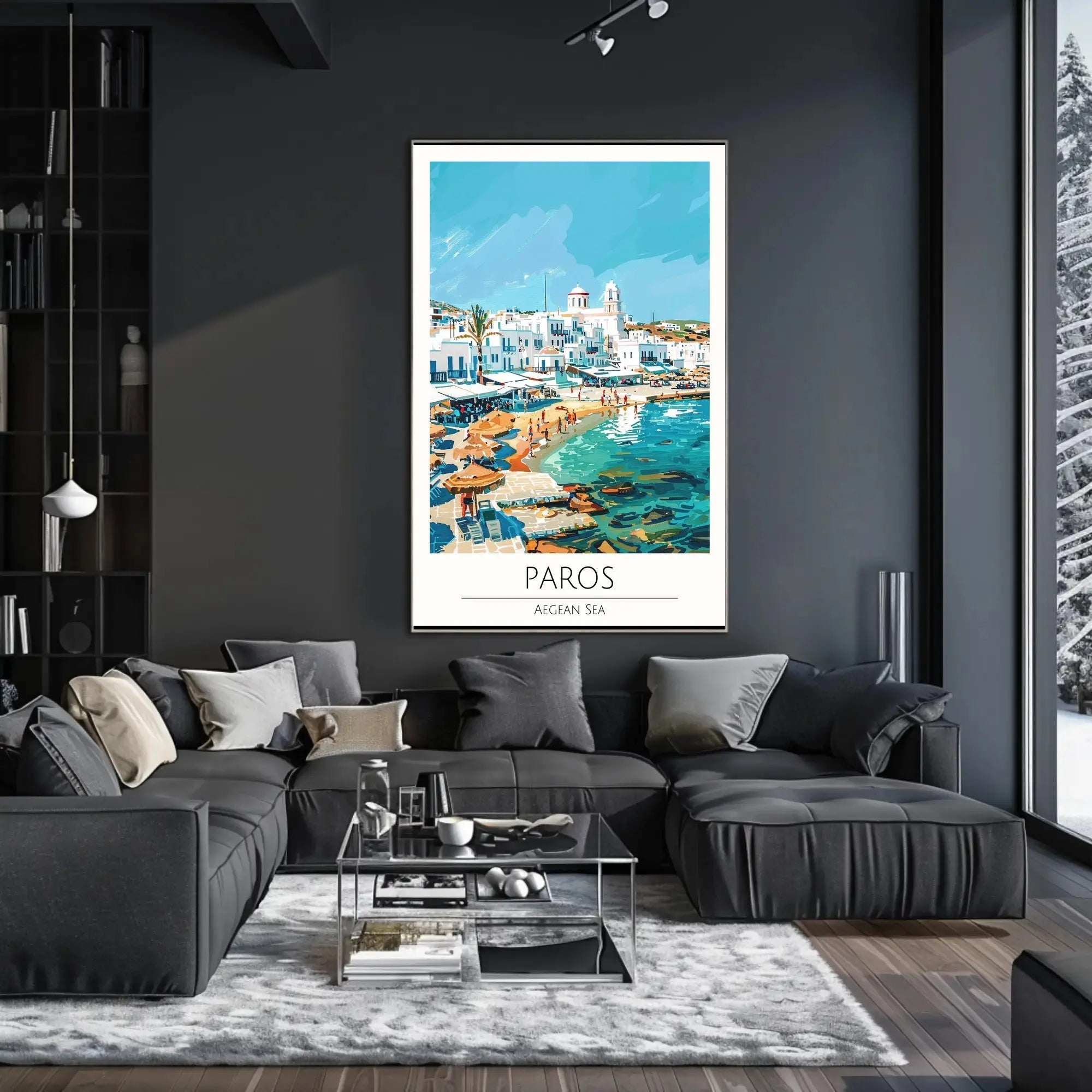 Paros Island Coastal Scene Artistic Travel Poster PosterGoat