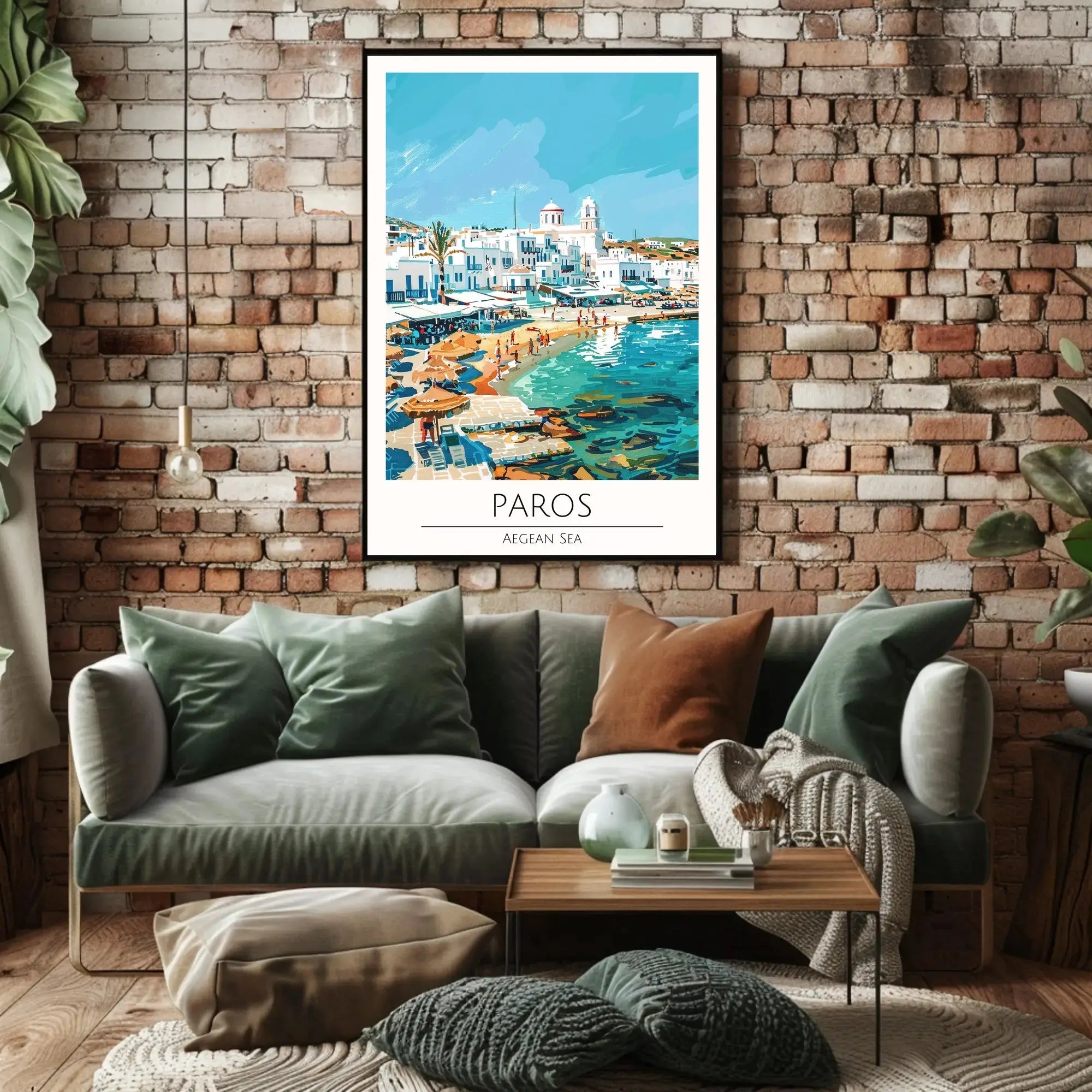 Paros Island Coastal Scene Artistic Travel Poster PosterGoat