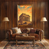 Parthenon Sunset Illustration: Cultural or Heritage Poster PosterGoat