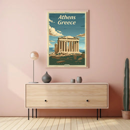 Parthenon Vintage Travel Athens Greece Cultural Heritage Poster PosterGoat