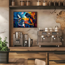 Passionate Pianist Immersion: Abstract Artistic Poster PosterGoat