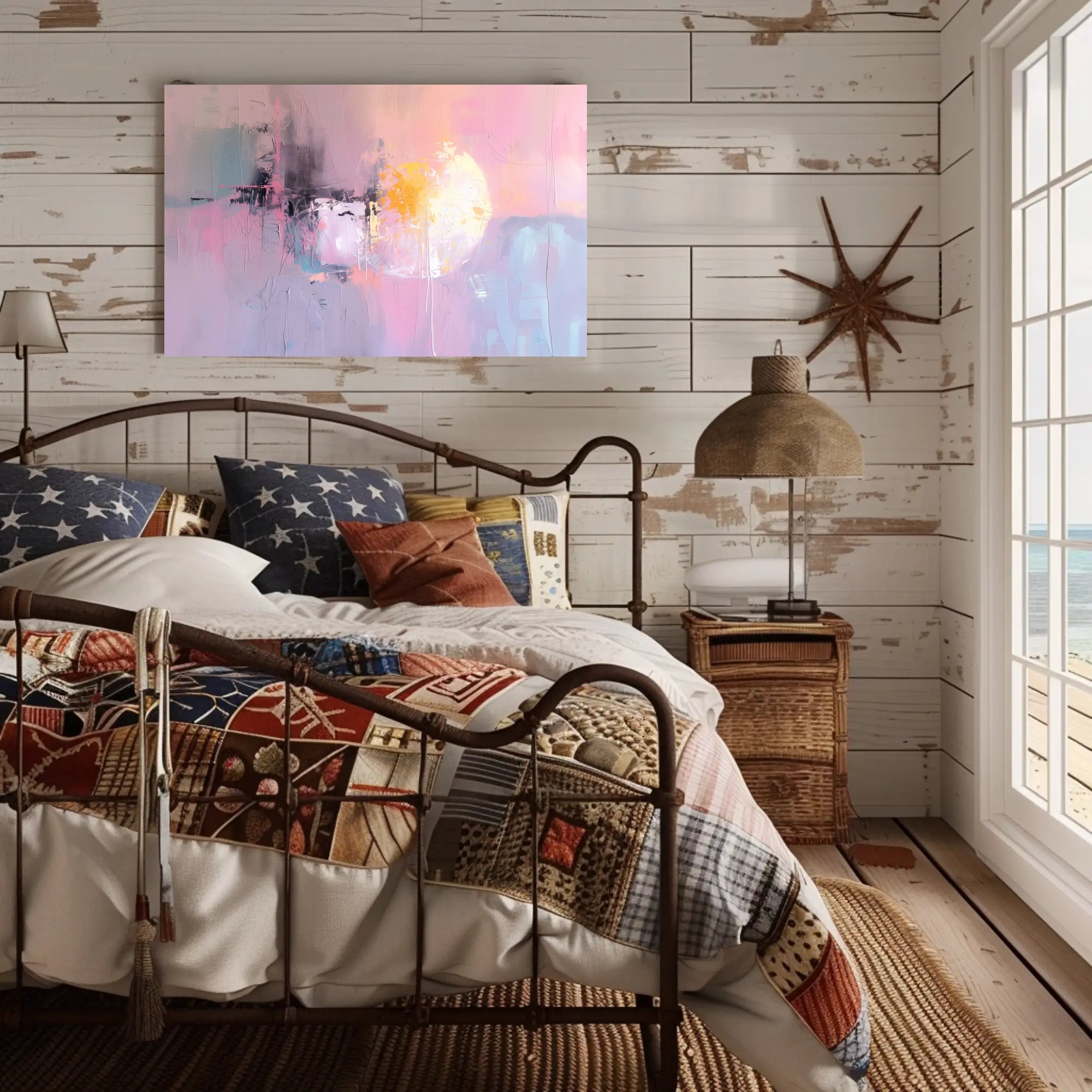 Pastel Radiance: Abstract Energy Focus Artistic Poster PosterGoat
