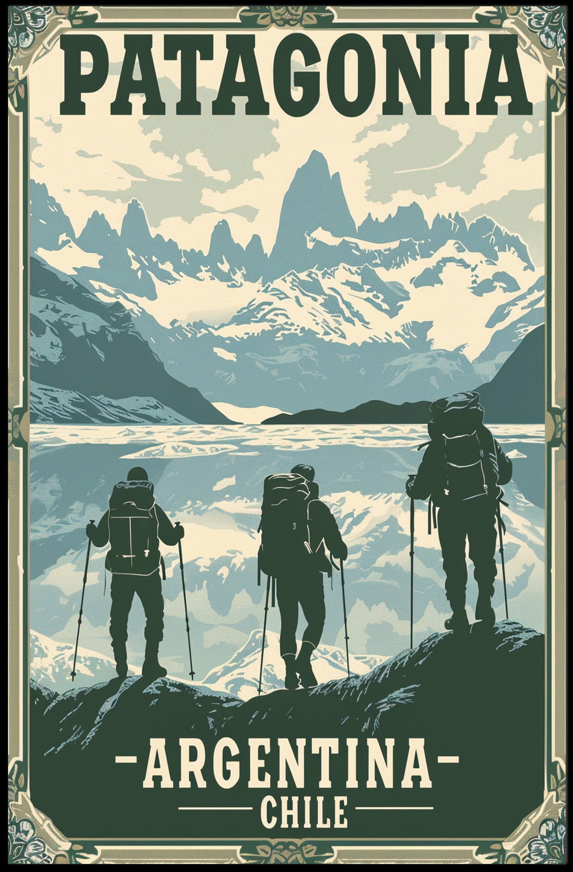 Patagonia Adventure Retro Travel Art Print - Travel Poster PosterGoat