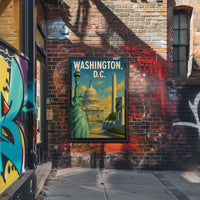 Patriotic American Landmarks Travel Poster PosterGoat