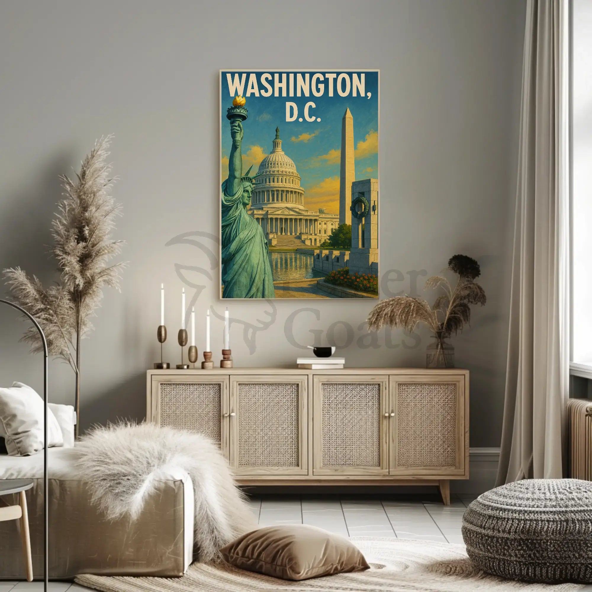 Patriotic American Landmarks Travel Poster PosterGoat
