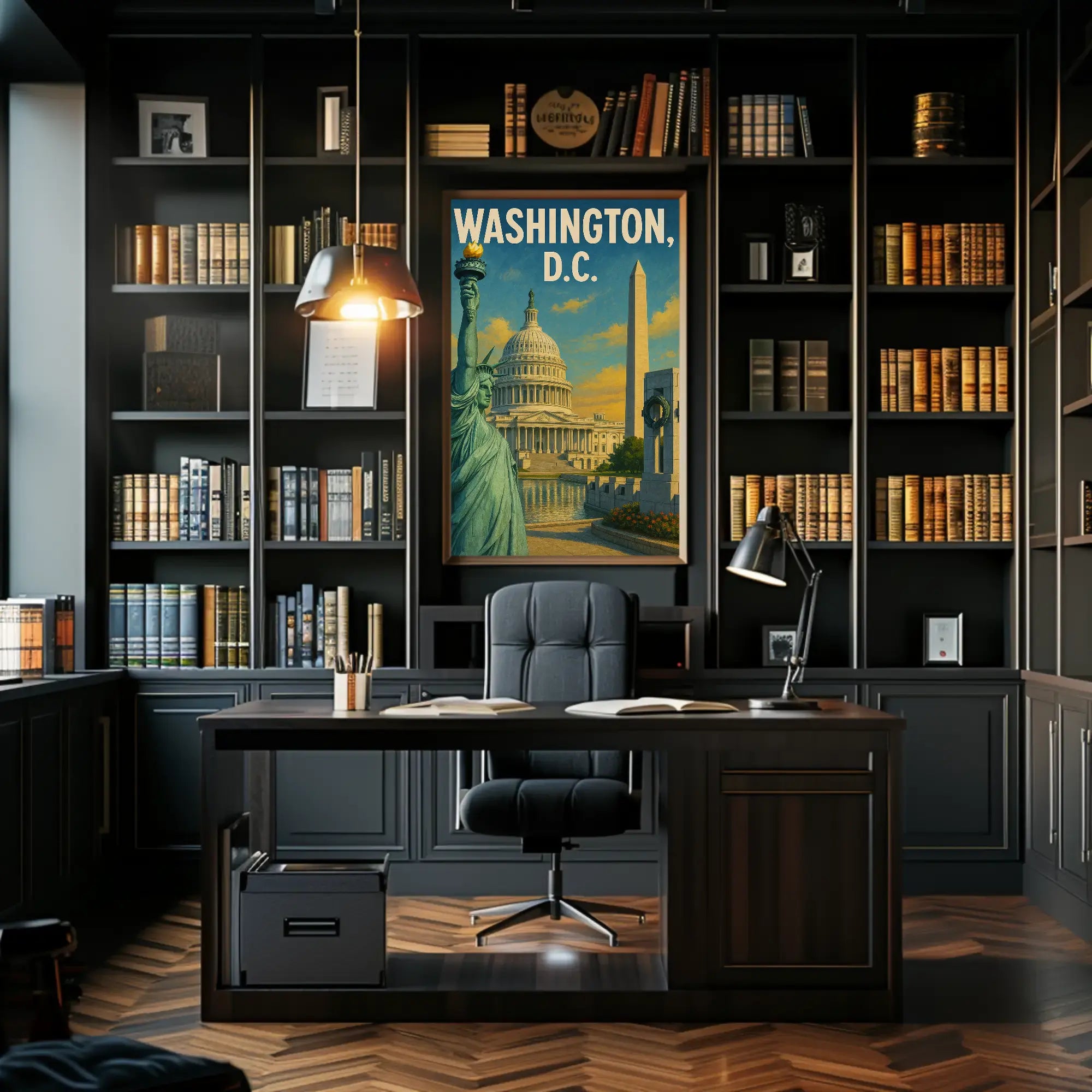 Patriotic American Landmarks Travel Poster PosterGoat