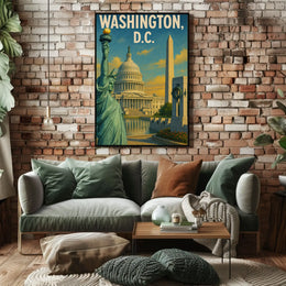 Patriotic American Landmarks Travel Poster PosterGoat