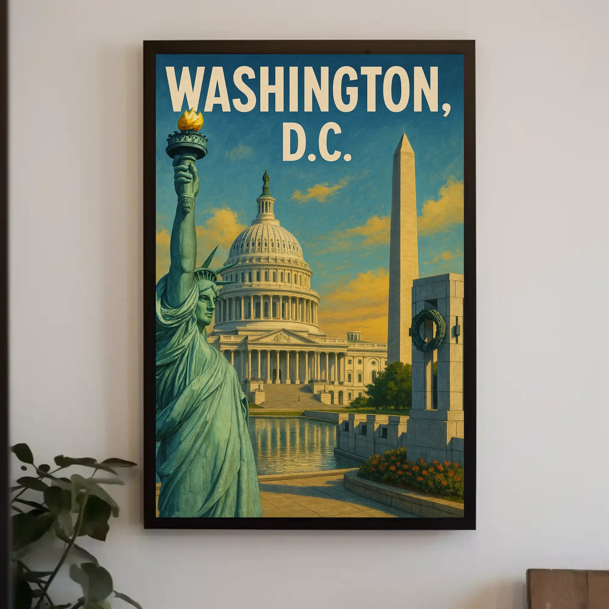 Patriotic American Landmarks Travel Poster PosterGoat