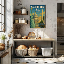 Patriotic American Landmarks Travel Poster PosterGoat